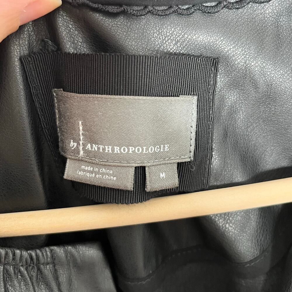 Anthropologie Somerset Faux Leather Mini Dress Womens Medium Black Pockets - Picture 7 of 12